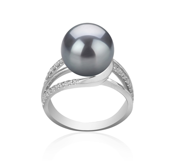 10-11mm AAA Quality Tahitian Cultured Pearl Ring in Layana Black