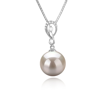 10-11mm AAAA Quality Freshwater Cultured Pearl Pendant in Lena White
