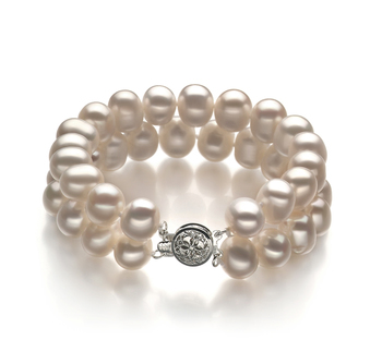 8-9mm A Quality Freshwater Cultured Pearl Bracelet in Leonora White