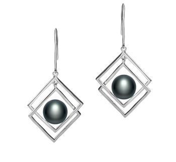 8-9mm AAA Quality Freshwater Cultured Pearl Earring Pair in Lilian Black 8-9mm AAA Quality Freshwater Cultured Pearl Earring Pair in Lilian Black