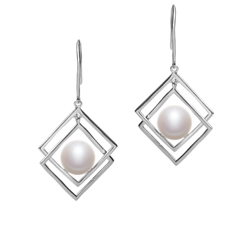8-9mm AAA Quality Freshwater Cultured Pearl Earring Pair in Lilian White