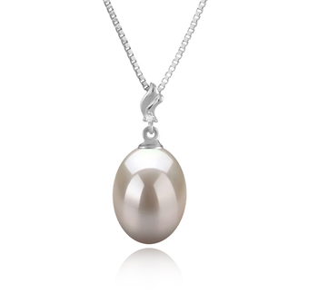 9-10mm AAA Quality Freshwater Cultured Pearl Pendant in Lindsay White
