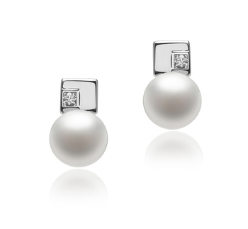 8-9mm AAA Quality Freshwater Cultured Pearl Earring Pair in Lolly White
