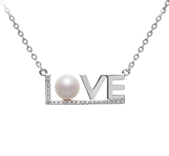 6-7mm AAAA Quality Freshwater Cultured Pearl Necklace in LOVE White 6-7mm AAAA Quality Freshwater Cultured Pearl Necklace in LOVE White