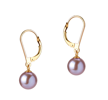 7-8mm AAAA Quality Freshwater Cultured Pearl Earring Pair in Marcella Lavender