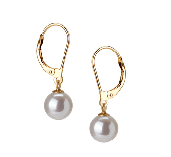 7-8mm AAAA Quality Freshwater Cultured Pearl Earring Pair in Marcella White 7-8mm AAAA Quality Freshwater Cultured Pearl Earring Pair in Marcella White