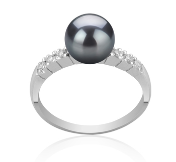 7-8mm AAA Quality Japanese Akoya Cultured Pearl Ring in Marian Black 7-8mm AAA Quality Japanese Akoya Cultured Pearl Ring in Marian Black
