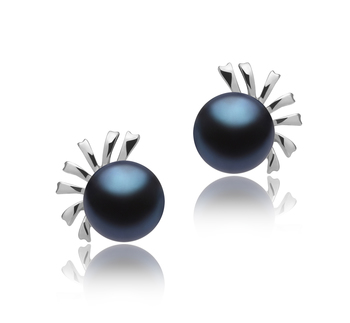 7-8mm AA Quality Freshwater Cultured Pearl Earring Pair in Marissa Black 7-8mm AA Quality Freshwater Cultured Pearl Earring Pair in Marissa Black