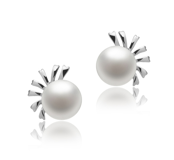 7-8mm AA Quality Freshwater Cultured Pearl Earring Pair in Marissa White