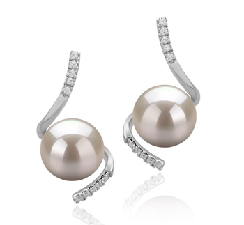 8-9mm AAAA Quality Freshwater Cultured Pearl Earring Pair in Mathilde White