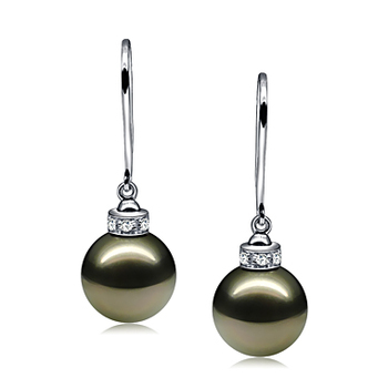 9-10mm AAA Quality Tahitian Cultured Pearl Earring Pair in Merry Black 9-10mm AAA Quality Tahitian Cultured Pearl Earring Pair in Merry Black