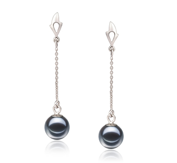 6-7mm AAAA Quality Freshwater Cultured Pearl Earring Pair in Misha Black 6-7mm AAAA Quality Freshwater Cultured Pearl Earring Pair in Misha Black