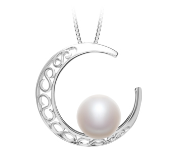 9-10mm AAA Quality Freshwater Cultured Pearl Pendant in Moon White 9-10mm AAA Quality Freshwater Cultured Pearl Pendant in Moon White