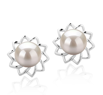 7-8mm AAAA Quality Freshwater Cultured Pearl Earring Pair in Morgan White 7-8mm AAAA Quality Freshwater Cultured Pearl Earring Pair in Morgan White