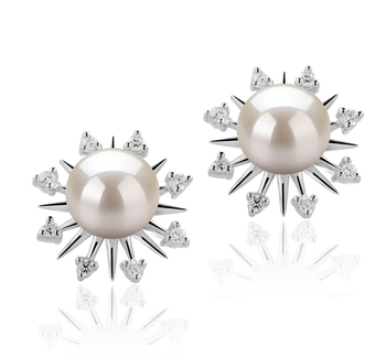 7-8mm AAAA Quality Freshwater Cultured Pearl Earring Pair in Natasha White 7-8mm AAAA Quality Freshwater Cultured Pearl Earring Pair in Natasha White