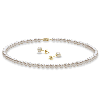 5-6mm AAA Quality Freshwater Cultured Pearl Set in Necklace and Earrings White 5-6mm AAA Quality Freshwater Cultured Pearl Set in Necklace and Earrings White