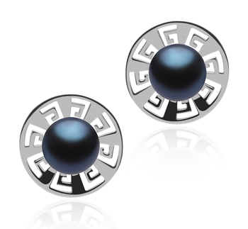 8-9mm AAA Quality Freshwater Cultured Pearl Earring Pair in Noah Black 8-9mm AAA Quality Freshwater Cultured Pearl Earring Pair in Noah Black