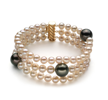 5-11mm AA Quality Tahitian and Freshwater Cultured Pearl Bracelet in Black 5-11mm AA Quality Tahitian and Freshwater Cultured Pearl Bracelet in Black