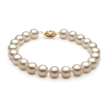 7.5-8.5mm AA Quality Freshwater Cultured Pearl Bracelet in White 7.5-8.5mm AA Quality Freshwater Cultured Pearl Bracelet in White