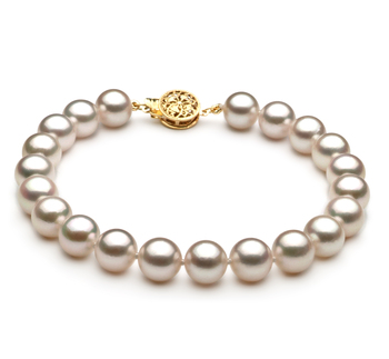 7.5-8mm AA Quality Japanese Akoya Cultured Pearl Bracelet in White 7.5-8mm AA Quality Japanese Akoya Cultured Pearl Bracelet in White