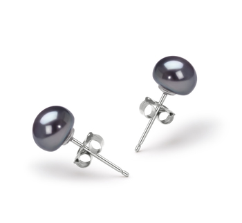 6-7mm AAA Quality Freshwater Cultured Pearl Earring Pair in Black 6-7mm AAA Quality Freshwater Cultured Pearl Earring Pair in Black