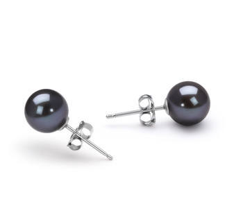 6-7mm AAAA Quality Freshwater Cultured Pearl Earring Pair in Black 6-7mm AAAA Quality Freshwater Cultured Pearl Earring Pair in Black