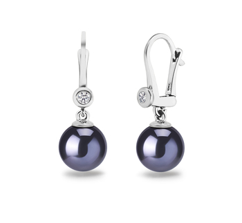 8.5-9mm AAAA Quality Freshwater Cultured Pearl Earring Pair in Black 8.5-9mm AAAA Quality Freshwater Cultured Pearl Earring Pair in Black