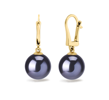 8-9mm AAAA Quality Freshwater Cultured Pearl Earring Pair in Elements Black 8-9mm AAAA Quality Freshwater Cultured Pearl Earring Pair in Elements Black