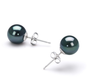 7.5-8mm AAA Quality Japanese Akoya Cultured Pearl Earring Pair in Black 7.5-8mm AAA Quality Japanese Akoya Cultured Pearl Earring Pair in Black