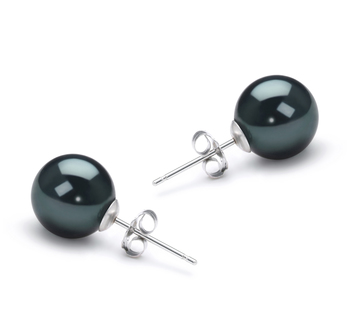 8.5-9mm AAA Quality Japanese Akoya Cultured Pearl Earring Pair in Black 8.5-9mm AAA Quality Japanese Akoya Cultured Pearl Earring Pair in Black