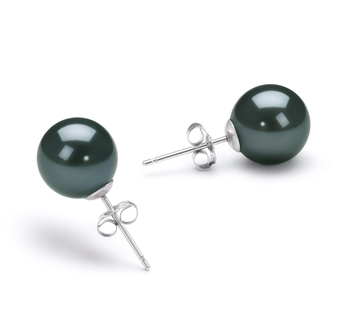 8-9mm AA Quality Japanese Akoya Cultured Pearl Earring Pair in Black 8-9mm AA Quality Japanese Akoya Cultured Pearl Earring Pair in Black