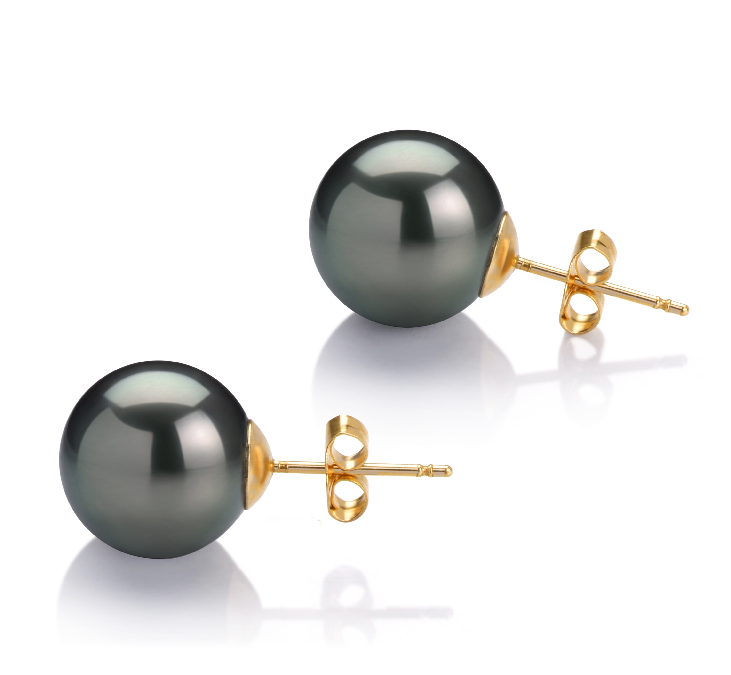 11-12mm AAA Quality Tahitian Cultured Pearl Earring Pair in Black 11-12mm AAA Quality Tahitian Cultured Pearl Earring Pair in Black