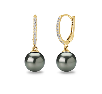 10-11mm AAA Quality Tahitian Cultured Pearl Earring Pair in Black 10-11mm AAA Quality Tahitian Cultured Pearl Earring Pair in Black