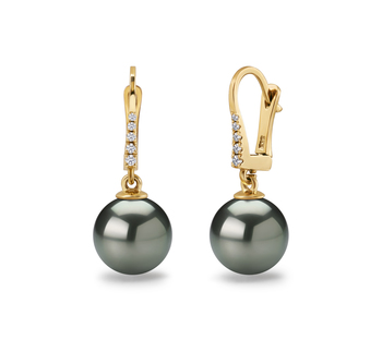 10-11mm AAA Quality Tahitian Cultured Pearl Earring Pair in Black 10-11mm AAA Quality Tahitian Cultured Pearl Earring Pair in Black