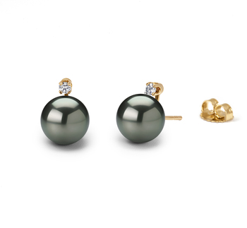 9-10mm AAA Quality Tahitian Cultured Pearl Earring Pair in Eternity Black 9-10mm AAA Quality Tahitian Cultured Pearl Earring Pair in Eternity Black