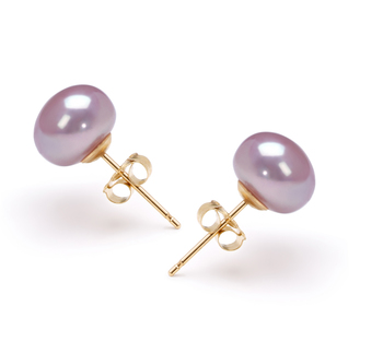 7-8mm AAA Quality Freshwater Cultured Pearl Earring Pair in Lavender 7-8mm AAA Quality Freshwater Cultured Pearl Earring Pair in Lavender