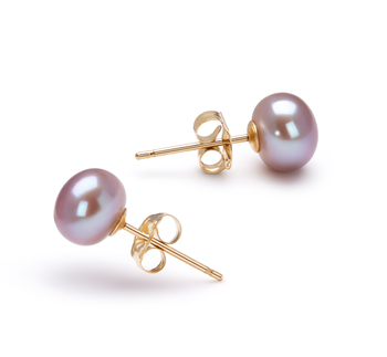 6-7mm AAA Quality Freshwater Cultured Pearl Earring Pair in Lavender 6-7mm AAA Quality Freshwater Cultured Pearl Earring Pair in Lavender