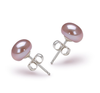 7-8mm AA Quality Freshwater Cultured Pearl Earring Pair in Lavender