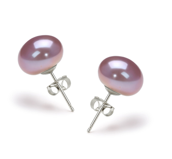 9-10mm AA Quality Freshwater Cultured Pearl Earring Pair in Lavender 9-10mm AA Quality Freshwater Cultured Pearl Earring Pair in Lavender