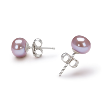 6-7mm AA Quality Freshwater Cultured Pearl Earring Pair in Lavender 6-7mm AA Quality Freshwater Cultured Pearl Earring Pair in Lavender