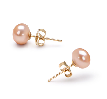 6-7mm AAA Quality Freshwater Cultured Pearl Earring Pair in Pink 6-7mm AAA Quality Freshwater Cultured Pearl Earring Pair in Pink