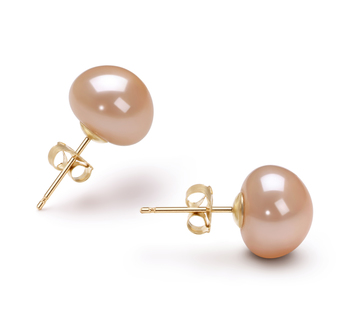 9-10mm AAA Quality Freshwater Cultured Pearl Earring Pair in Pink