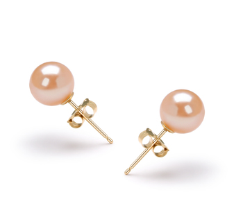6-7mm AAAA Quality Freshwater Cultured Pearl Earring Pair in Pink 6-7mm AAAA Quality Freshwater Cultured Pearl Earring Pair in Pink