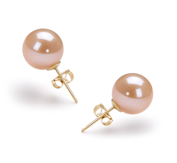9-10mm AAAA Quality Freshwater Cultured Pearl Earring Pair in Pink 9-10mm AAAA Quality Freshwater Cultured Pearl Earring Pair in Pink