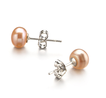 6-7mm AA Quality Freshwater Cultured Pearl Earring Pair in Pink 6-7mm AA Quality Freshwater Cultured Pearl Earring Pair in Pink
