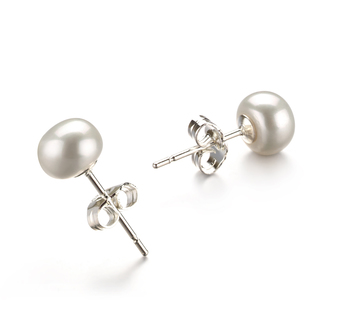 6-7mm AA Quality Freshwater Cultured Pearl Earring Pair in White