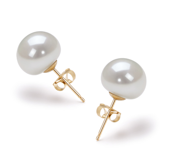 10-10.5mm AAA Quality Freshwater Cultured Pearl Earring Pair in White 10-10.5mm AAA Quality Freshwater Cultured Pearl Earring Pair in White