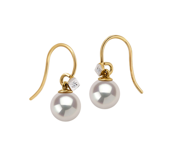 8-8.5mm AAAA Quality Freshwater Cultured Pearl Earring Pair in White 8-8.5mm AAAA Quality Freshwater Cultured Pearl Earring Pair in White