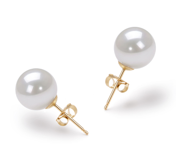8.5-9mm AAA Quality Japanese Akoya Cultured Pearl Earring Pair in White 8.5-9mm AAA Quality Japanese Akoya Cultured Pearl Earring Pair in White