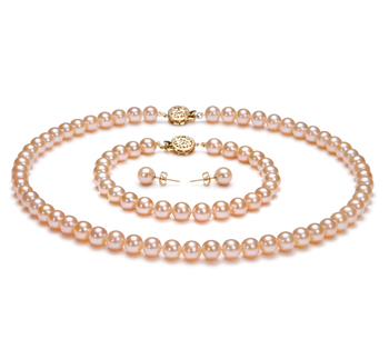 6-6.5mm AAAA Quality Freshwater Cultured Pearl Set in Pink 6-6.5mm AAAA Quality Freshwater Cultured Pearl Set in Pink